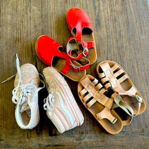 Bundle of girls shoes. Vans and freshly Picked. Sandals and sneakers.